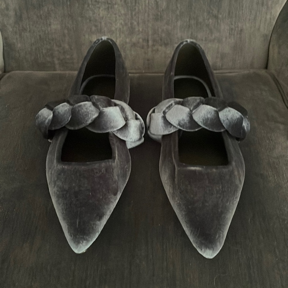 New ASOS Design Plaited Blue Velvet Ballet Flats